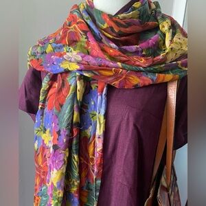 Patricia Nash Floral Scarf in Citrus Sunrise EUC
